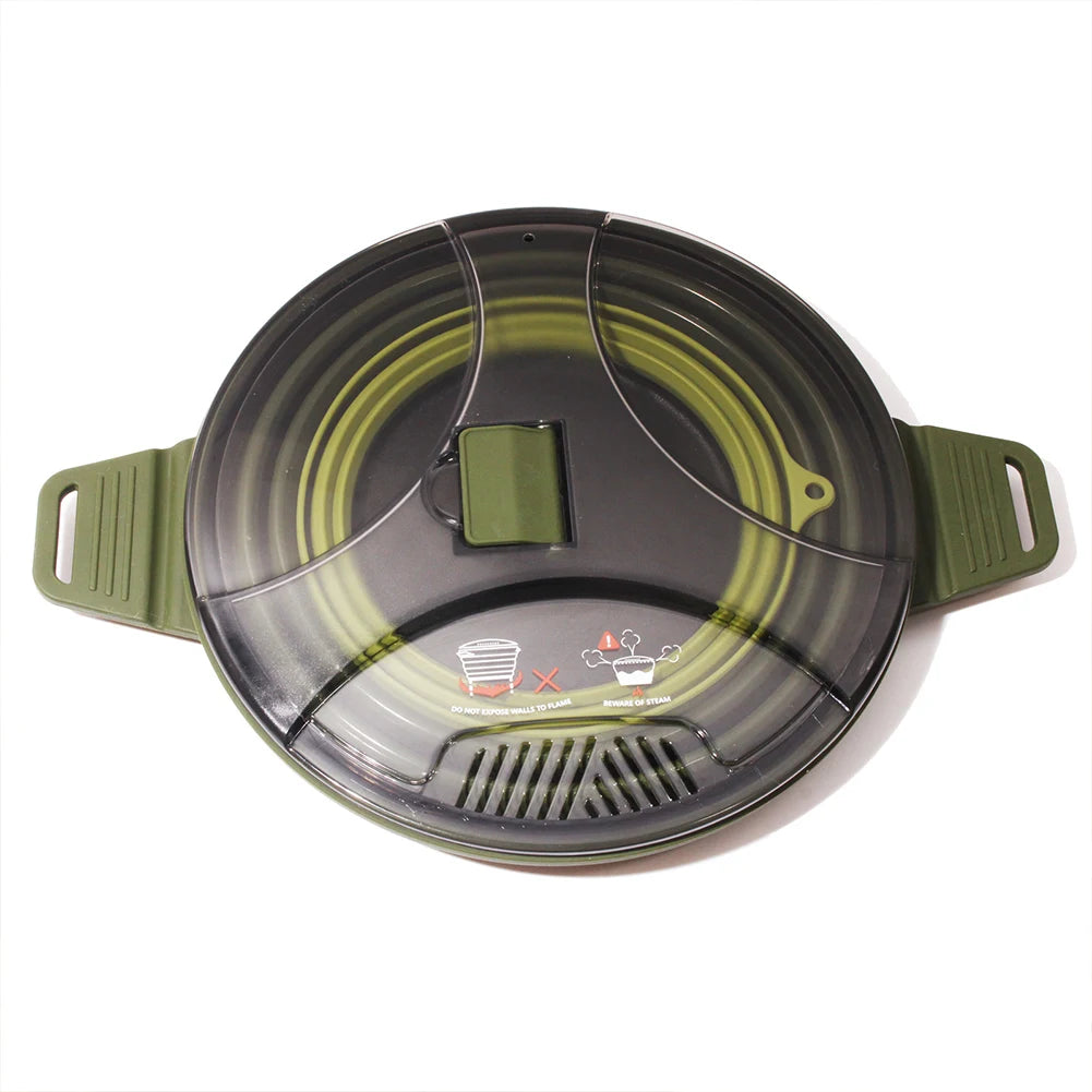 Portable Folding Pot Lunch Box Camping Pot Set with 2 Foldable Bowls Silicone Cooking Food Container Outdoor Camping Tableware