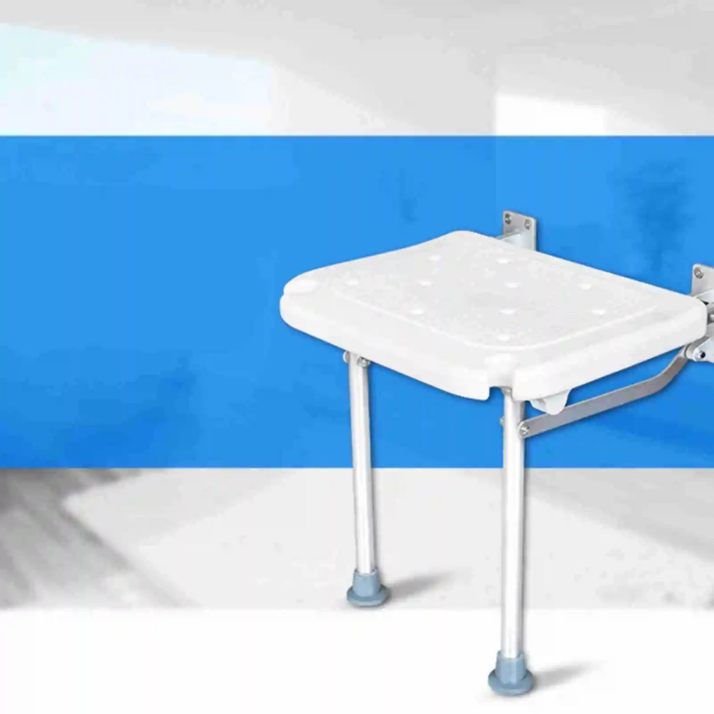 Wall Mounted Shower Seats Folding Shower Bench Bathroom Chair Stool with Non-slip Feet Drainage Holes For Elderly Disabled