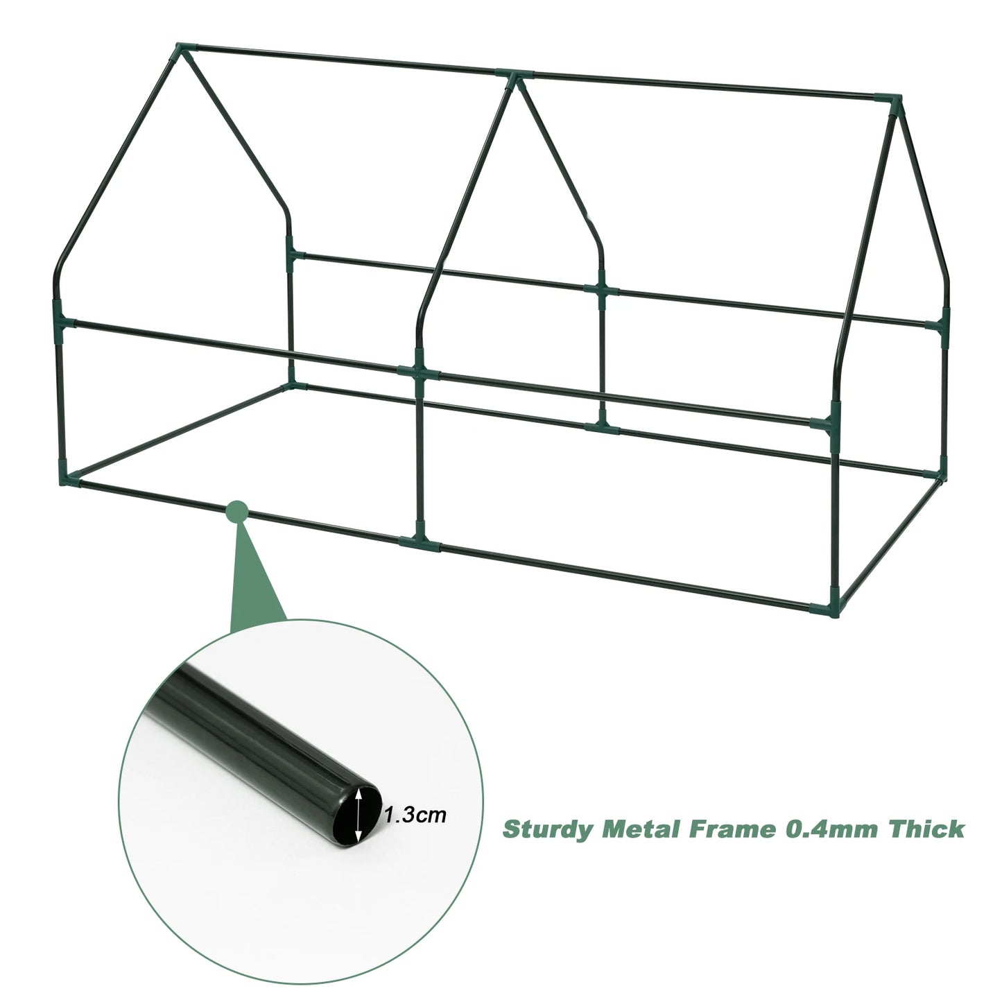 Foil Garden Greenhouse Cold Frame with Roll-Up Doors 4 Pegs Reinforced PE Tarpaulin Warm House for Plants Flowers Tomato Outdoor