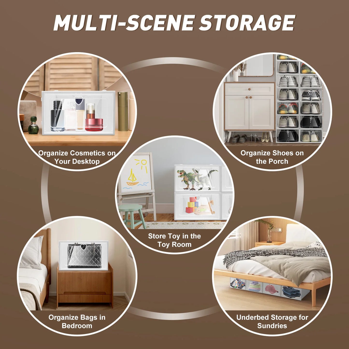 20X Clear Plastic Shoe Storage Box Stackable Foldable Boxes Trainers Organiser