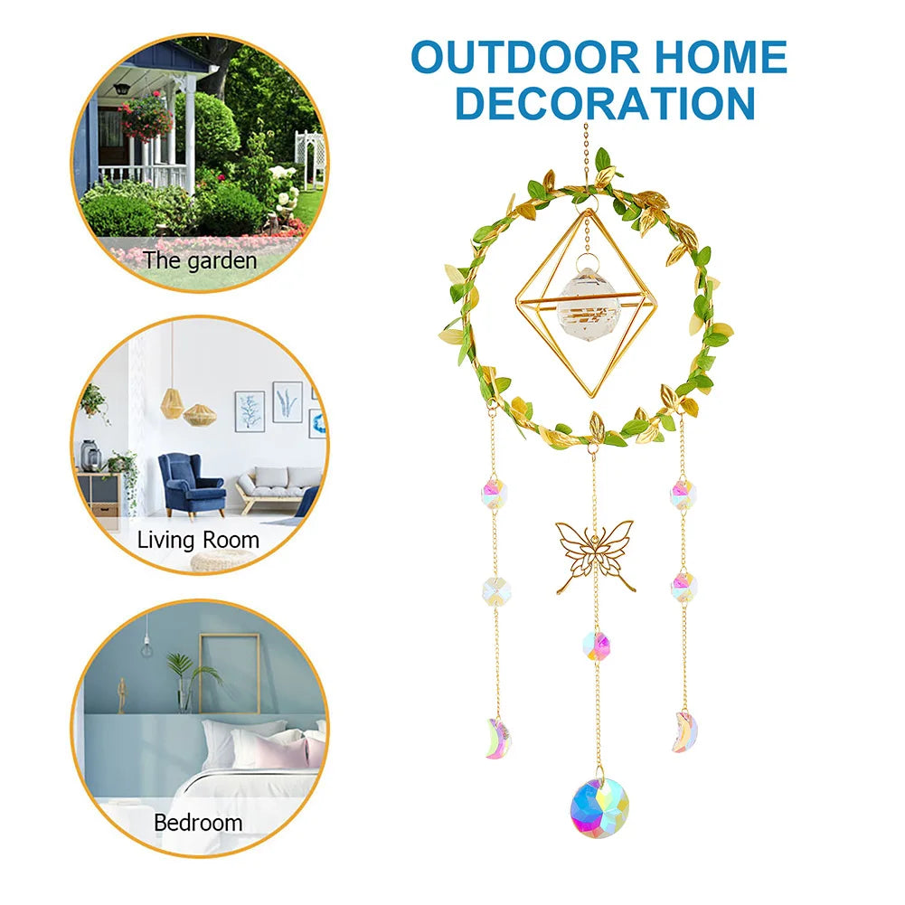 Sun catcher Crystal Wind Chimes Star Moon Love Heart Diamond Prisms Pendant Hanging Light Catcher Make Drop Home Decor