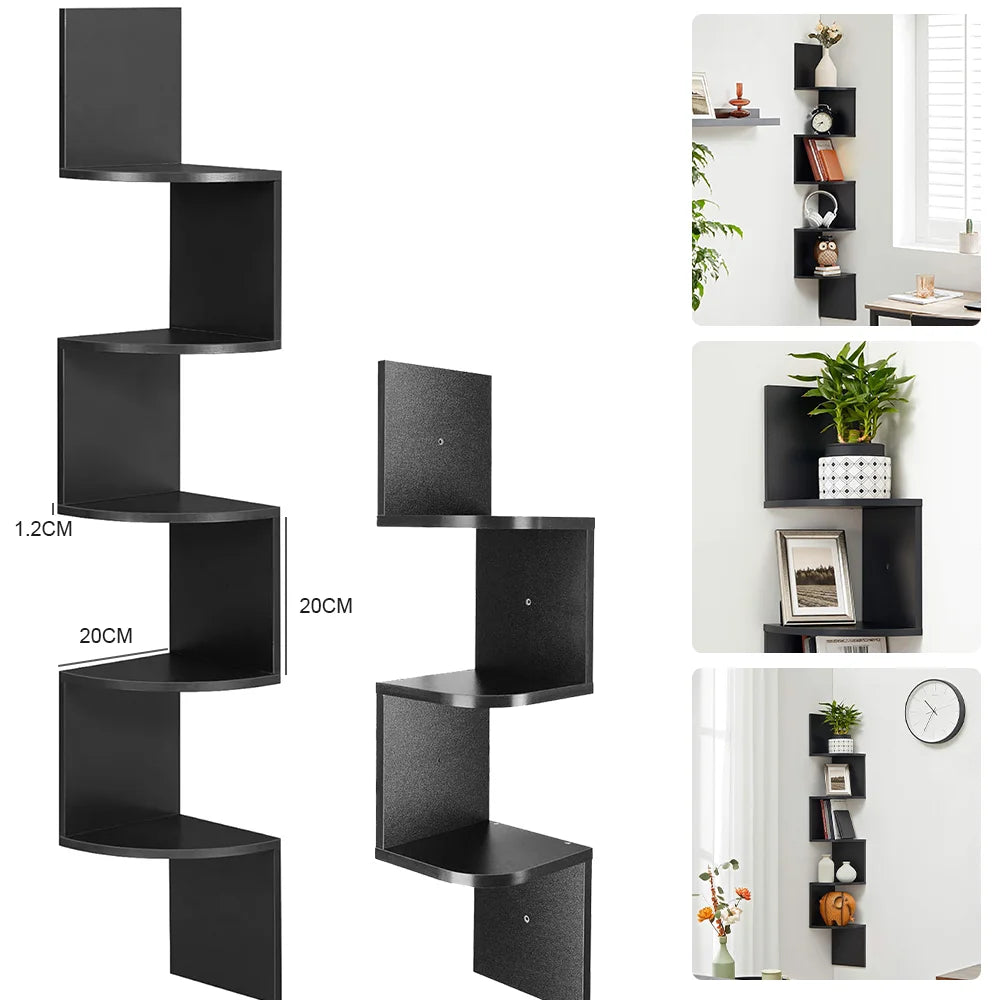 3/5 Layers Corner Storage Shelf Floating Shelves Home Decorations Wall Shelf Corner Bookshelf Kitchen Organizers