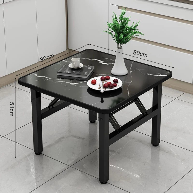 Square Marble Effect 80cm Folding Coffee Table Camping Dining Table Office Center Kitchen Furniture