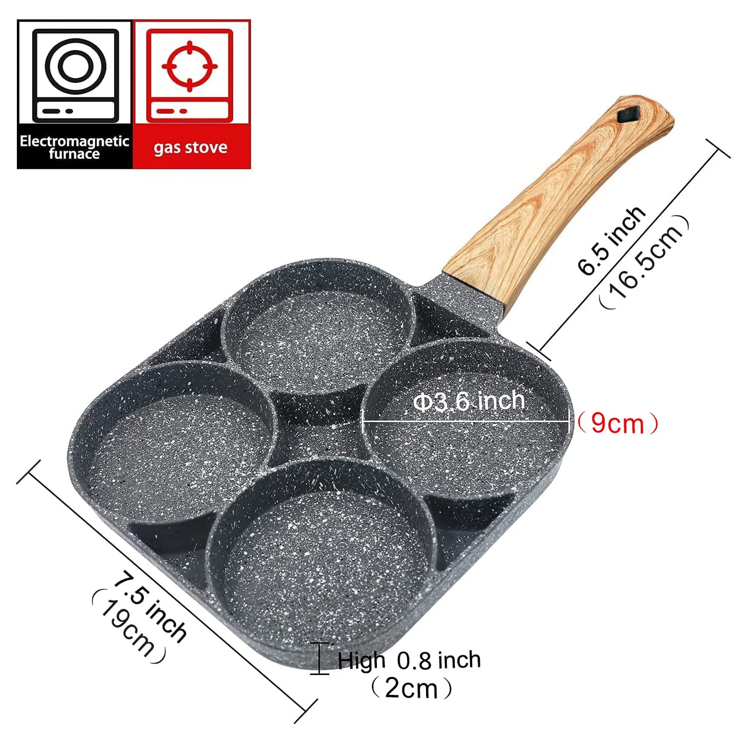 4-Hole Omelet Frying Pot Pan Non-stick Egg Pancake Steak Pan Cooking Egg Ham Pans Suitable for Gas Stove Induction Cooker