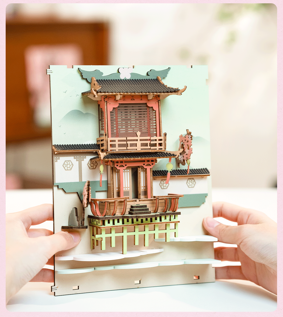 Robotime Rolife Falling Sakura Book Nook with LED Lights – Easy Assembly Home Décor, Perfect Gift for Families and Children (TGB05)