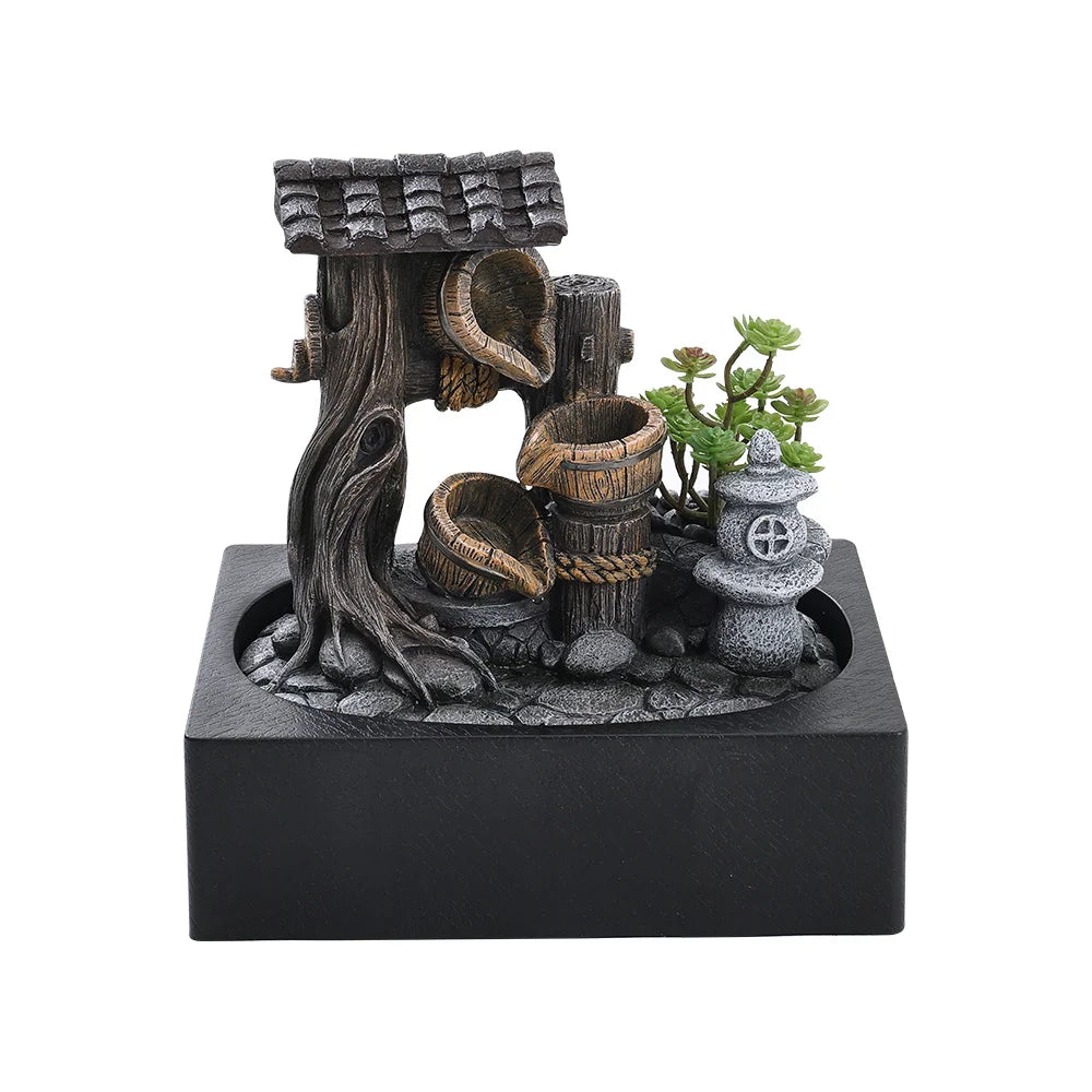 【Breeins】Tabletop Fountain Water Feature with LED Light Home Decoration