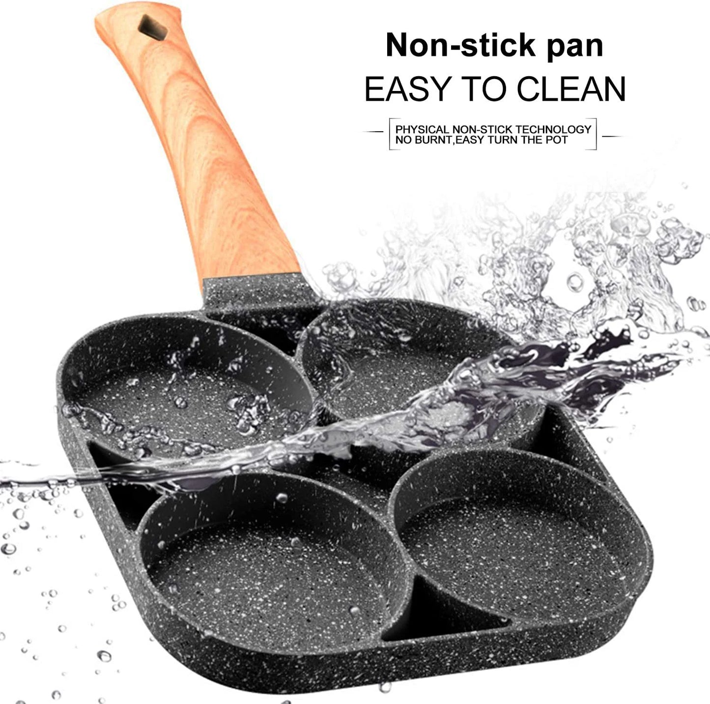 4-Hole Omelet Frying Pot Pan Non-stick Egg Pancake Steak Pan Cooking Egg Ham Pans Suitable for Gas Stove Induction Cooker