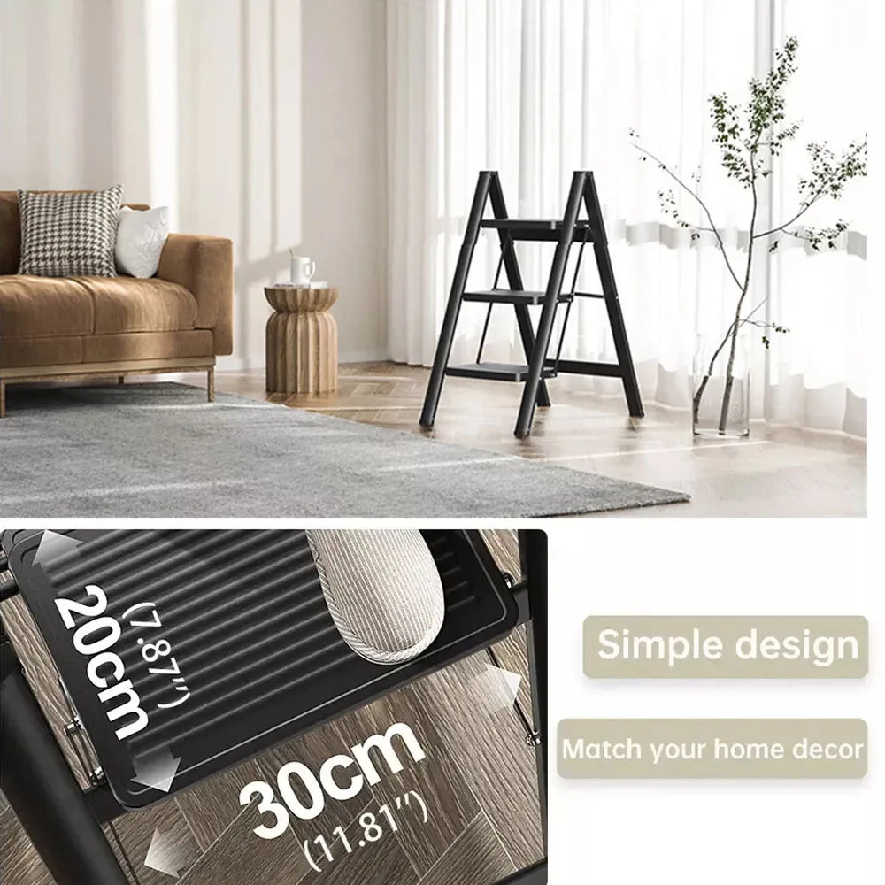 Portable Multifunctional Folding Ladder 3 Step Foldable Step Stool Anti-slip Wide Pedal Ladders Storage Shelf Flower Pot Stand