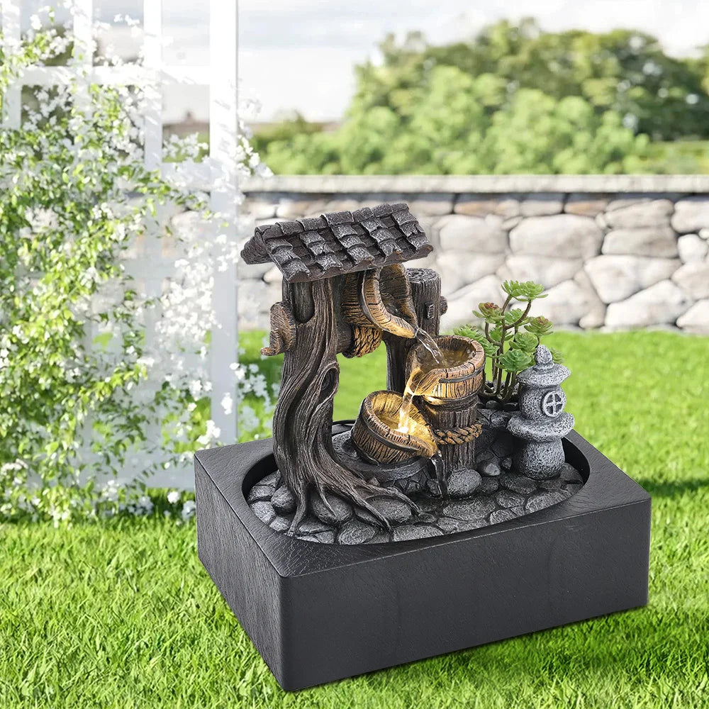 【Breeins】Tabletop Fountain Water Feature with LED Light Home Decoration