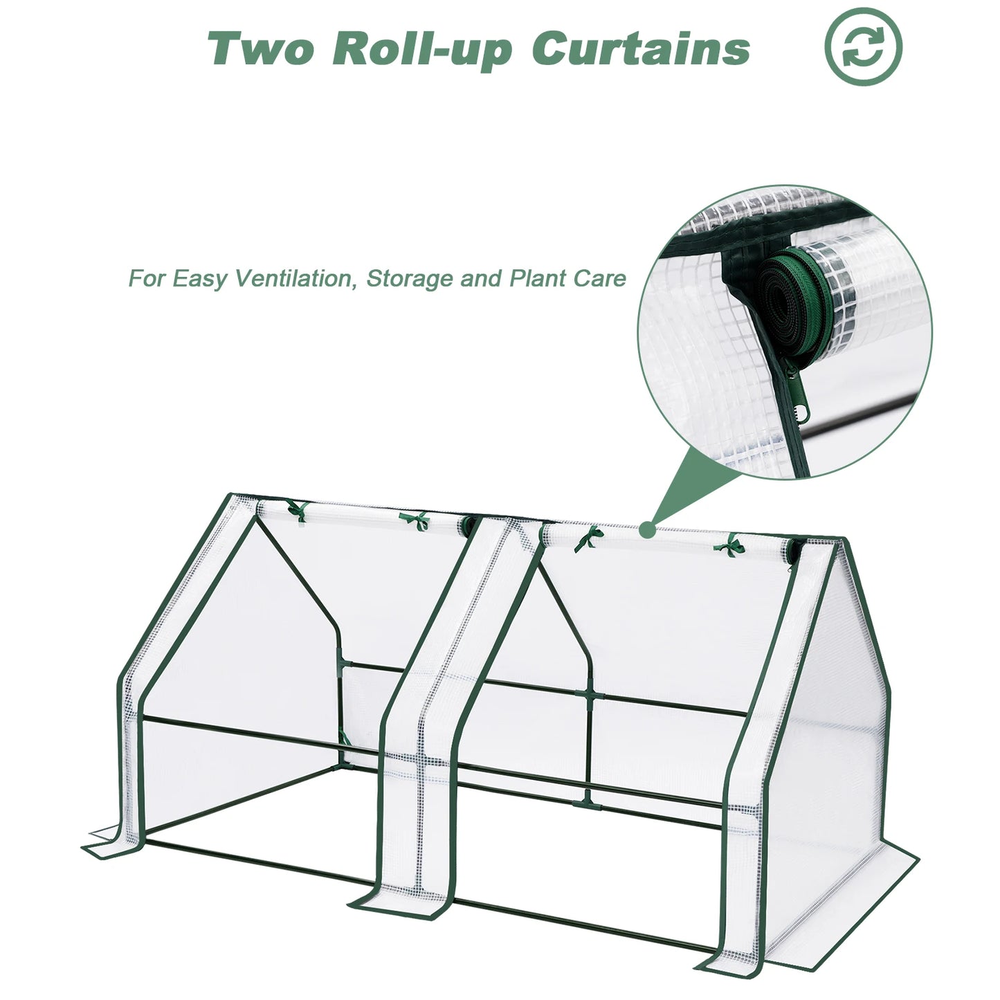 Foil Garden Greenhouse Cold Frame with Roll-Up Doors 4 Pegs Reinforced PE Tarpaulin Warm House for Plants Flowers Tomato Outdoor