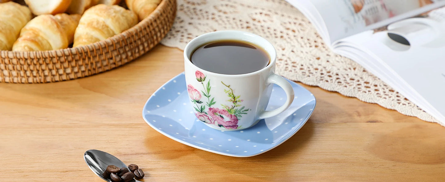 VEWEET Blue Flower 30/60 Piece Porcelain Ceramic Kitchen Tableware Set with Dinner,Dessert,Soup Plate,Cup and Saucer For 6/12