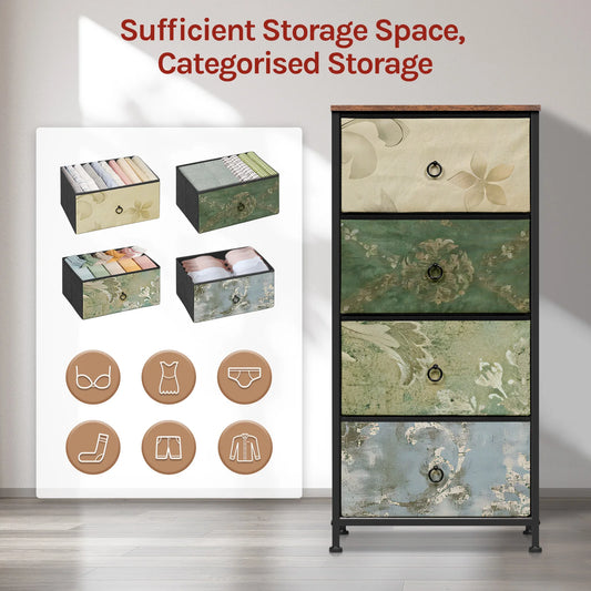 Fabric Chest of Drawers with 4 Drawers