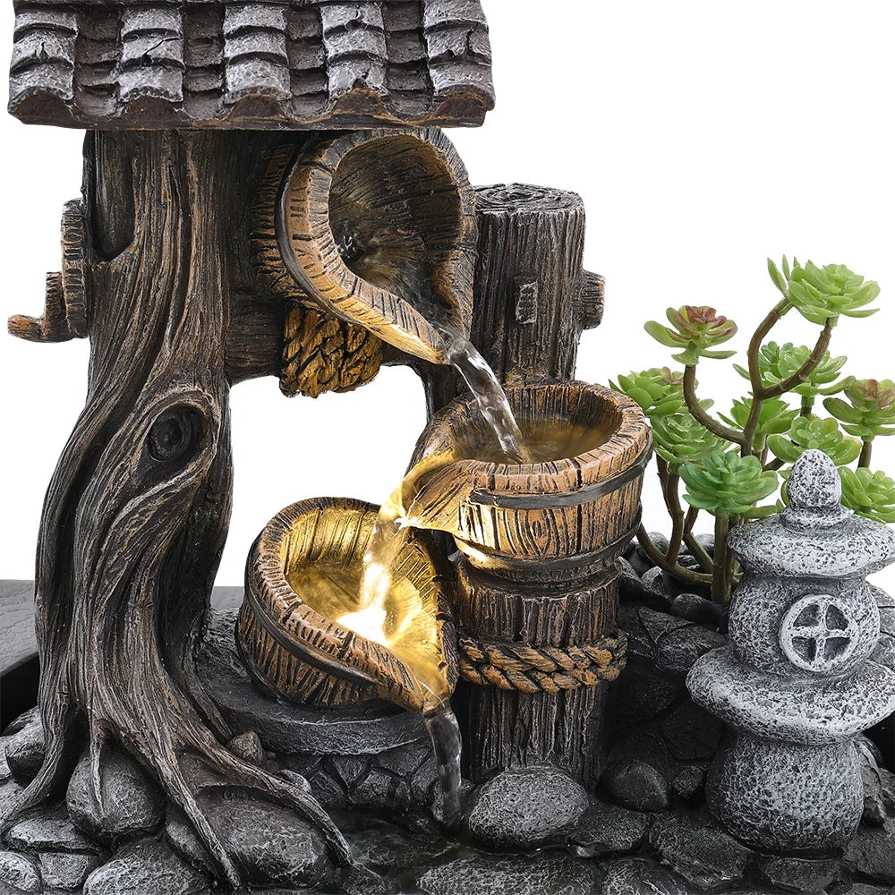 【Breeins】Tabletop Fountain Water Feature with LED Light Home Decoration