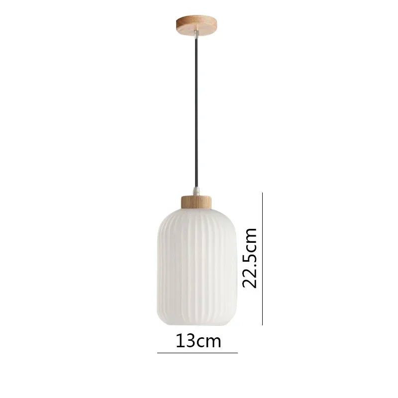 Japanese Wabi Sabi Style White Glass Lamp for Home Decoration Kitchen Bedroom Dining Room Pendant Light