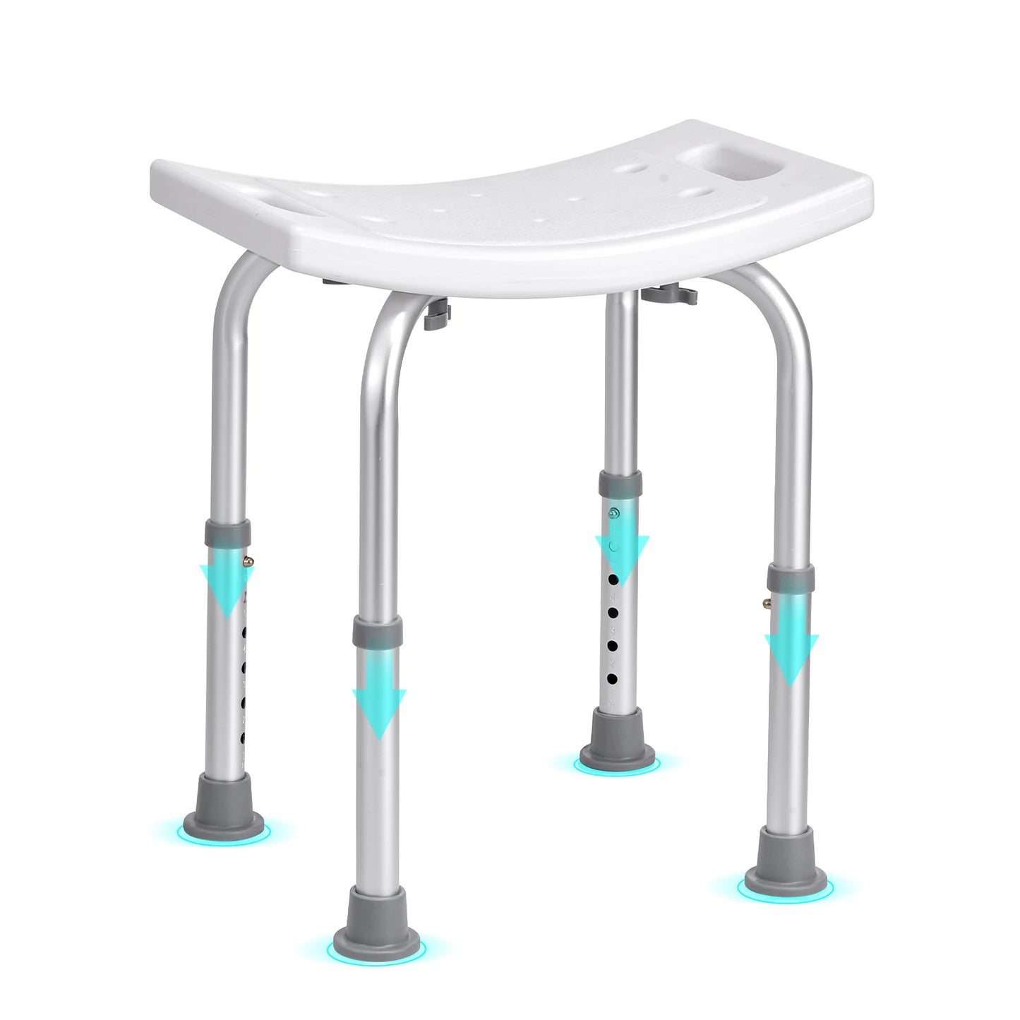 VEVOR Shower Chair Adjustable Height Shower Stool with Built-in Handles Shower Seat for Inside Shower or Tub 158.8 kg Capacity