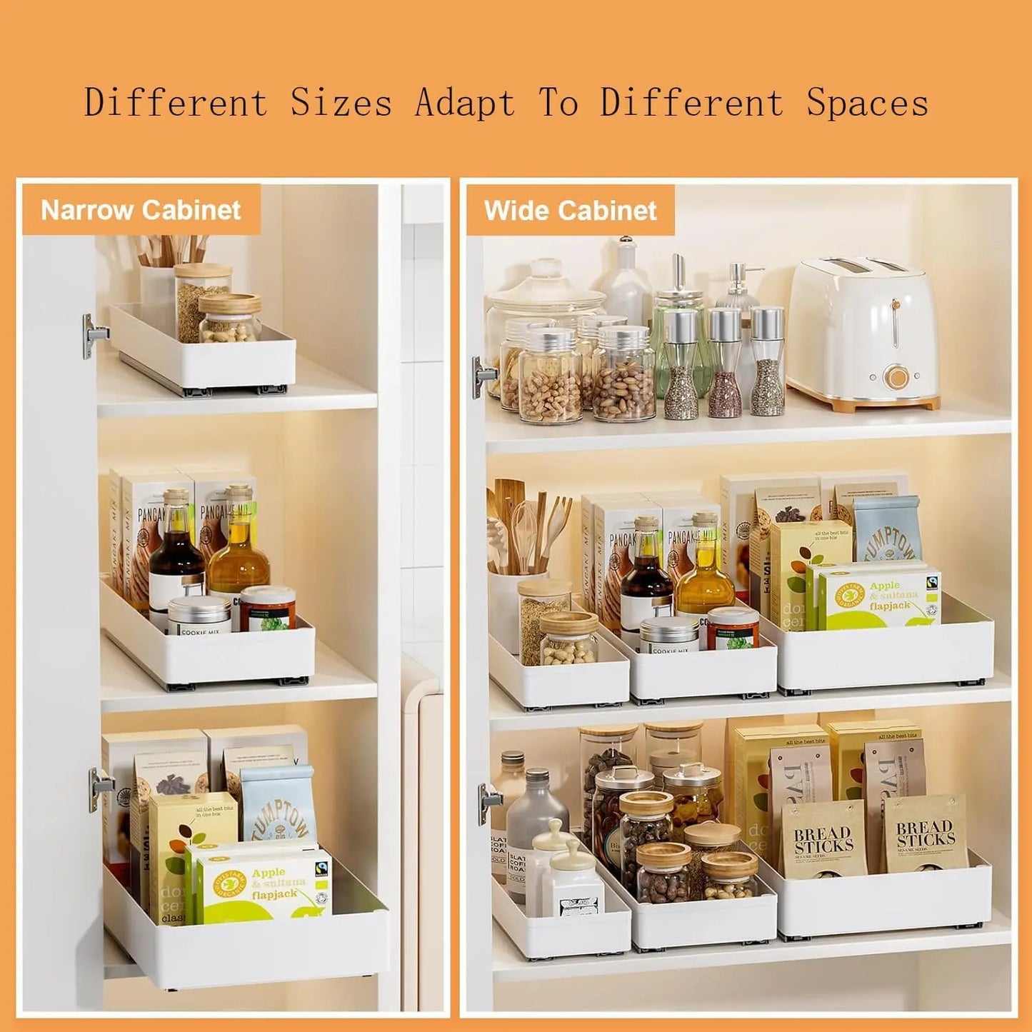 Pull Out Cabinet Organizer, Kitchen Pull Out Drawers Organisers for Cabinets, Slide Out Drawers Shelves for Kitchen Pantry