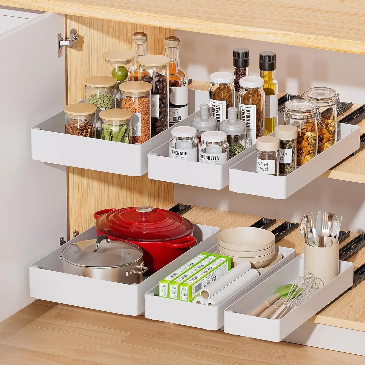 Pull Out Cabinet Organizer, Kitchen Pull Out Drawers Organisers for Cabinets, Slide Out Drawers Shelves for Kitchen Pantry