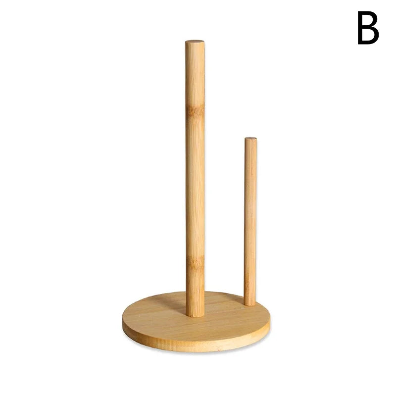 Kitchen Wooden Roll Paper Towel Holder Bathroom Tissue Vertical Stand Disposable Paper Pot Kitchen Toilet Storage Accessories