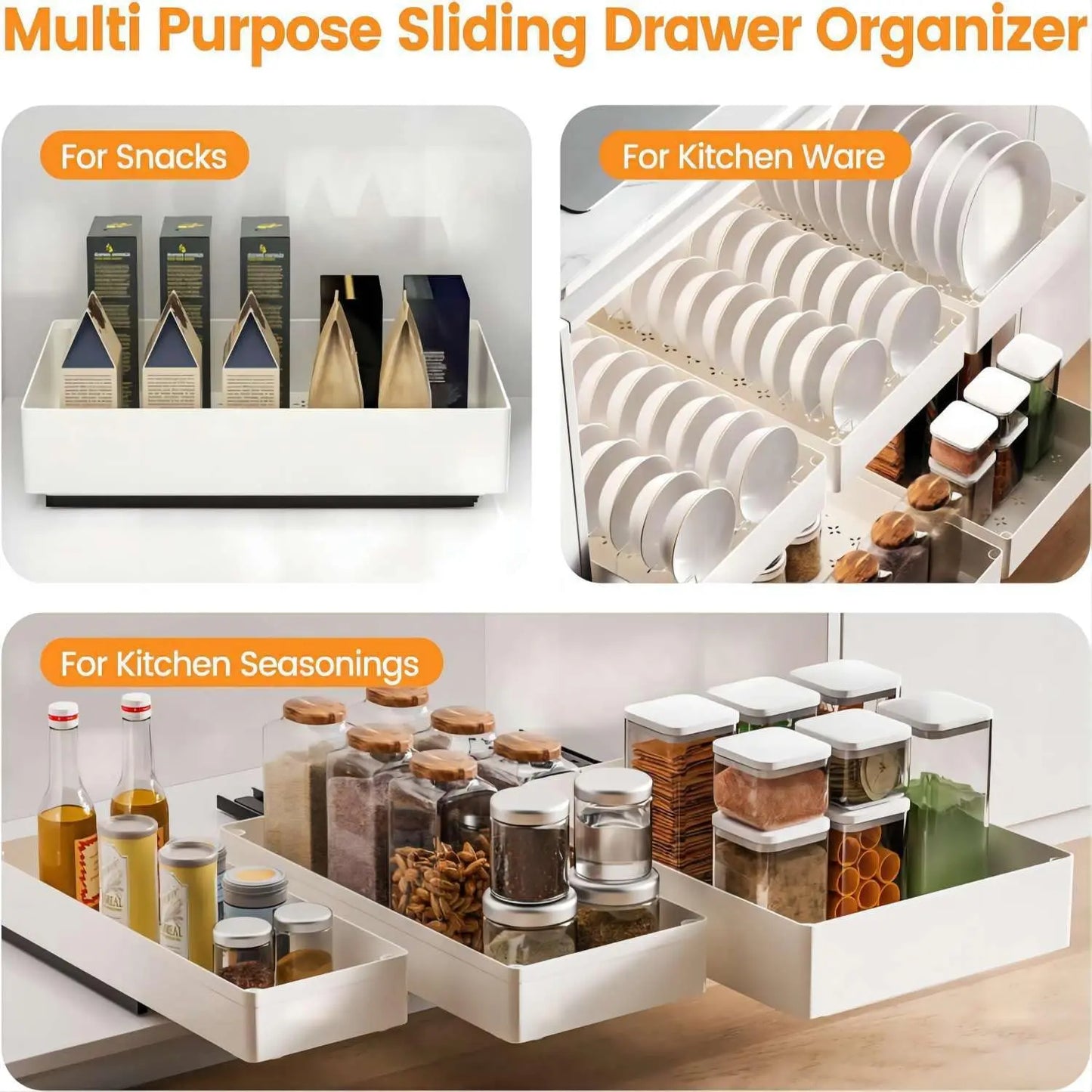 Pull Out Cabinet Organizer, Kitchen Pull Out Drawers Organisers for Cabinets, Slide Out Drawers Shelves for Kitchen Pantry