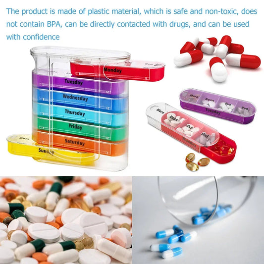 7 Days Pill Medicine Box Weekly Monthly Tablet Holder Storage Organizer Container Case Pill Box Splitters Pharmacy Pill Case Box