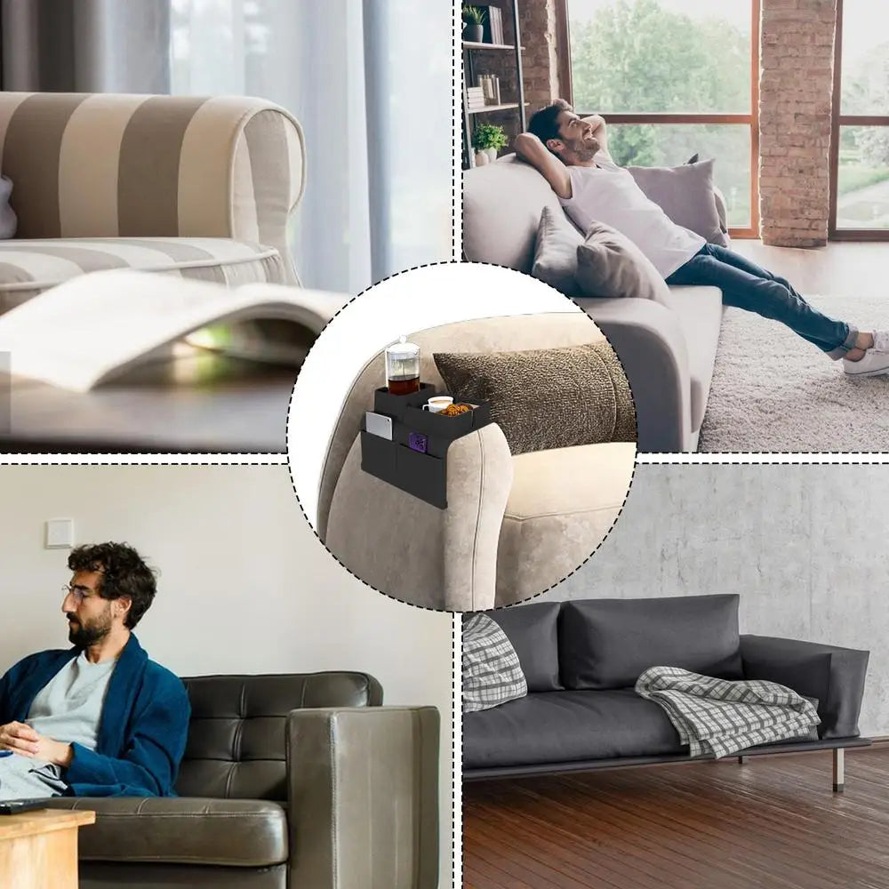 Silicone Couch Arm Tray Sofa Armrest Organizer Cup Holder Back Grid-Like Design Storage Supplies for Car Backseats Living Rooms