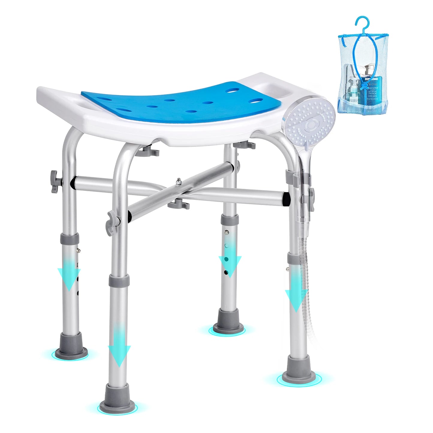 VEVOR Shower Chair Adjustable Height Shower Stool with Built-in Handles Shower Seat for Inside Shower or Tub 158.8 kg Capacity