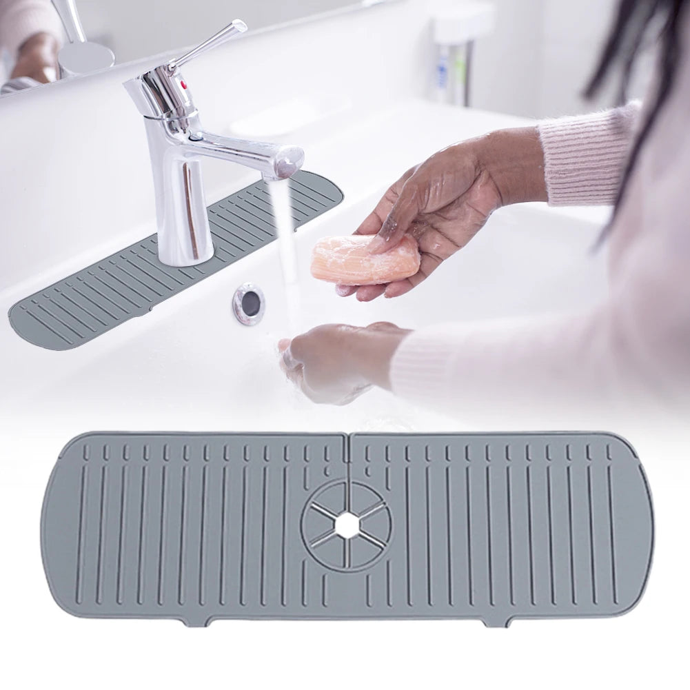 Kitchen Faucet Splash Pad Silicone Anti-Splash Sink Splash Pad Countertop Protector Drain Drying Mat for Bathroom Kitchen Gadget