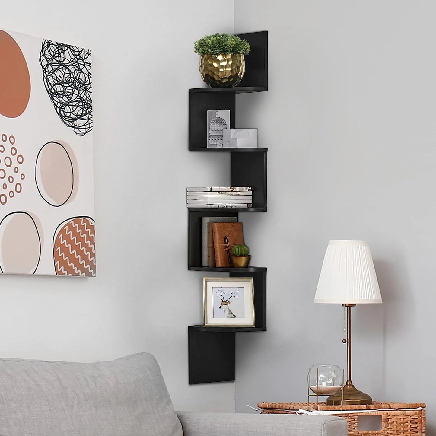 3/5 Layers Corner Storage Shelf Floating Shelves Home Decorations Wall Shelf Corner Bookshelf Kitchen Organizers
