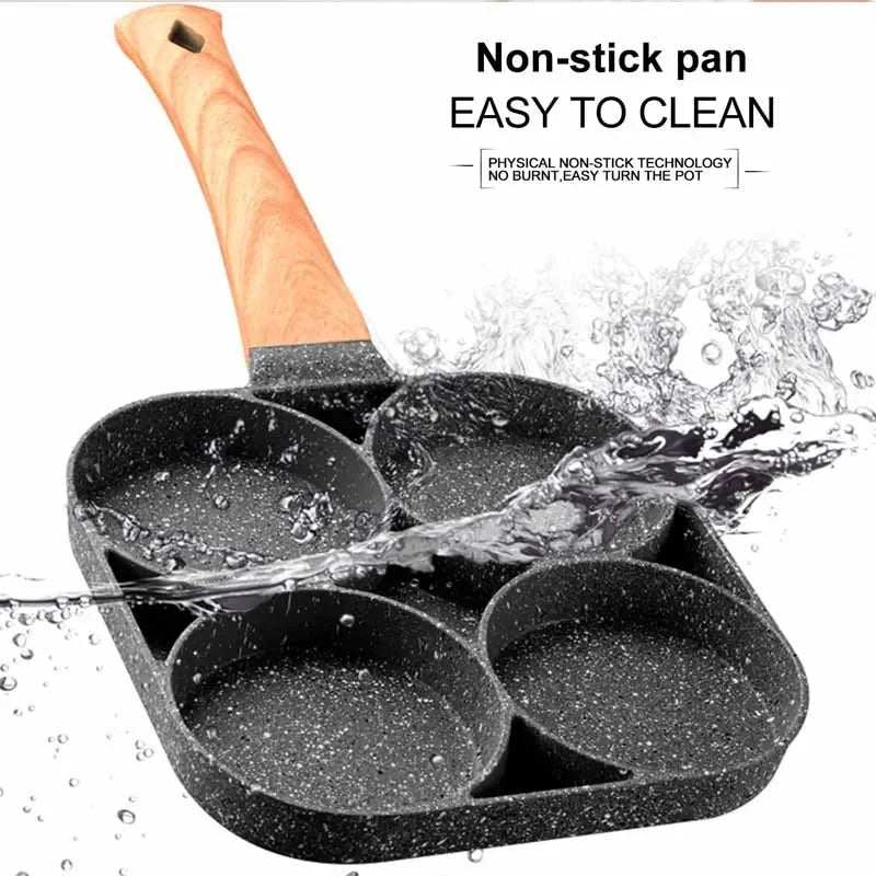 4-Hole Omelet Frying Pot Pan Non-stick Egg Pancake Steak Pan Cooking Egg Ham Pans Suitable for Gas Stove Induction Cooker