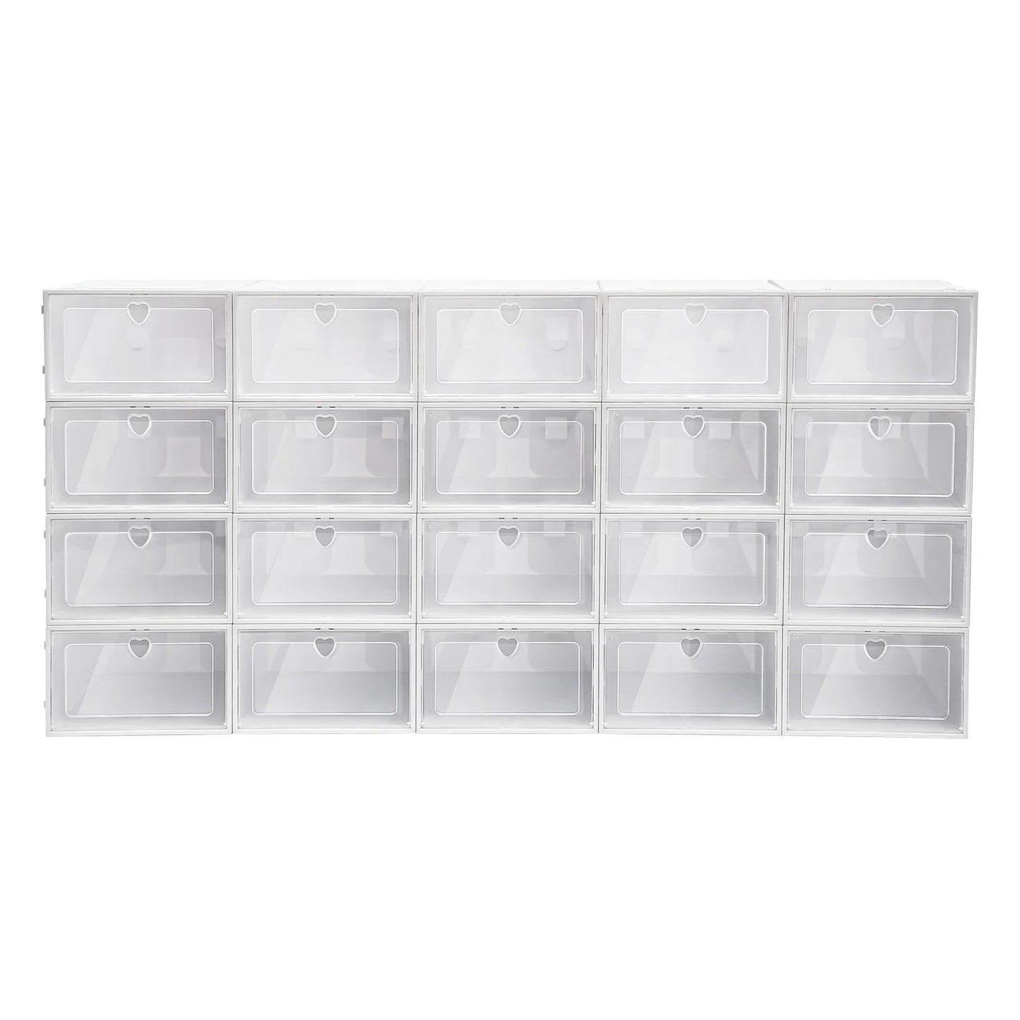 20X Clear Plastic Shoe Storage Box Stackable Foldable Boxes Trainers Organiser