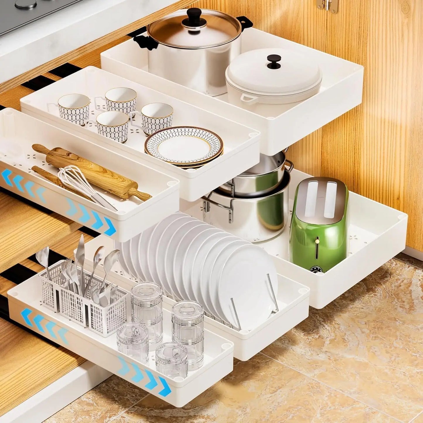 Pull Out Cabinet Organizer, Kitchen Pull Out Drawers Organisers for Cabinets, Slide Out Drawers Shelves for Kitchen Pantry