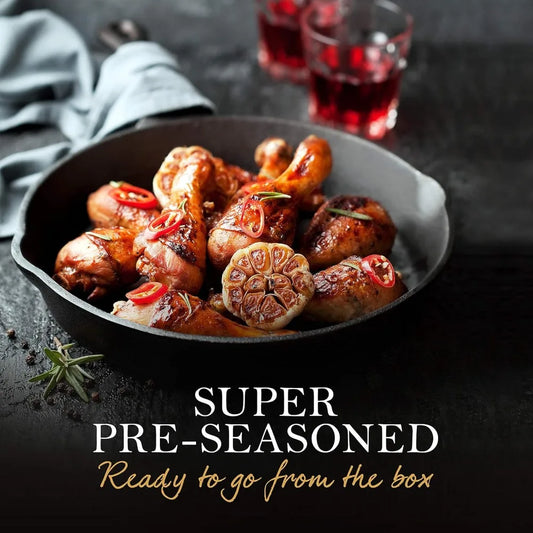 Cast Iron Skillets 10 Frying Pan Non-stick Cast Iron Pan Pre-seasoned Cast Iron Cookware for Camping Indoor and Outdoor Uses