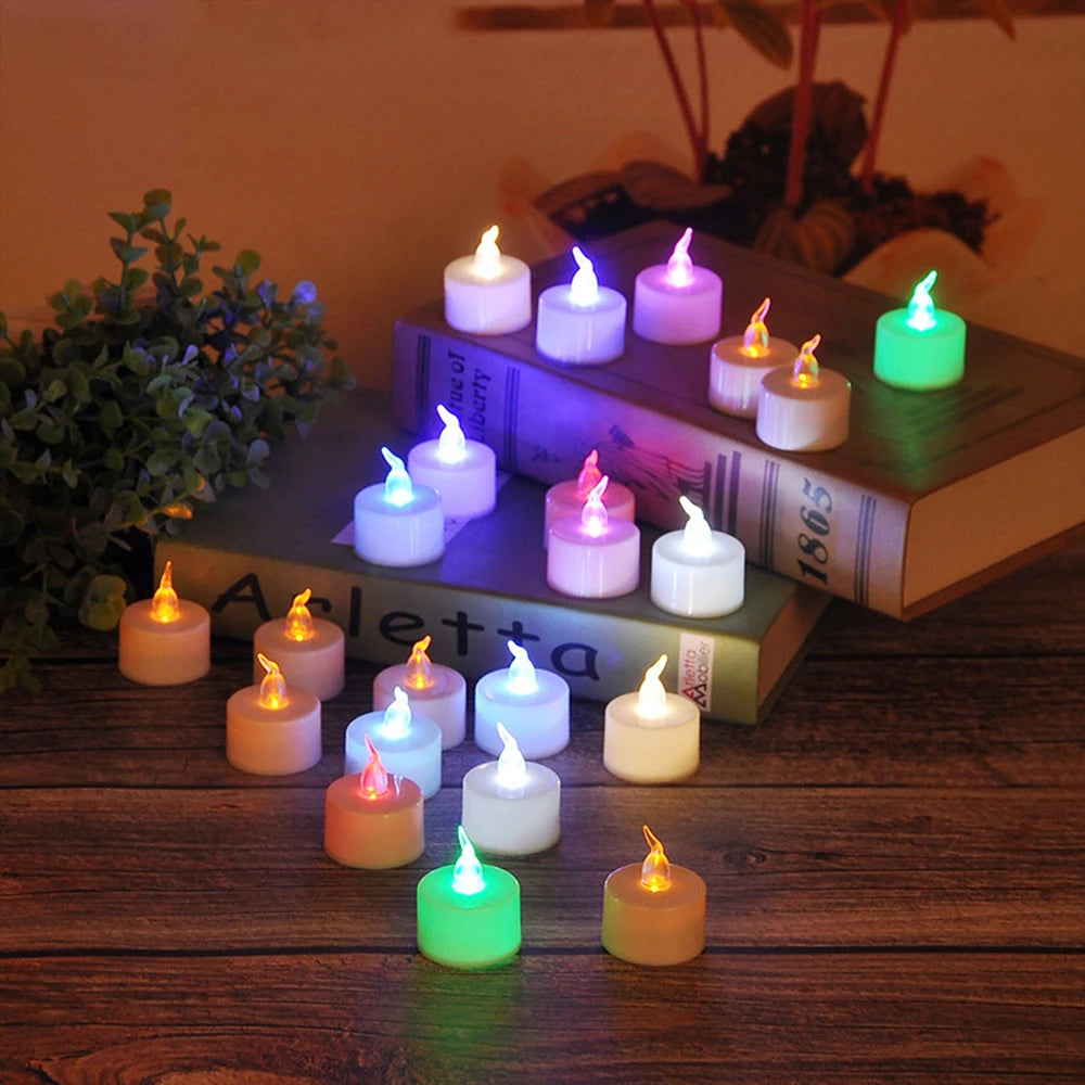 12 X LED Colour Changing Flickering Mood Tea Lights Flameless Battery Operated