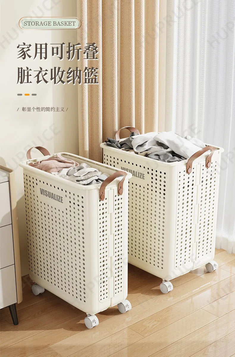 Foldable Laundry Basket hamper with casters for Washing Clothes