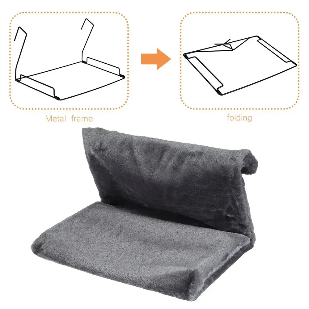 Cat Radiator Bed, Hammock Hanging Pet Bed,Heated Calming Fluffy Cradle for Pet,Cat Shelf Warm Cozy Plush Nap Mat with Wire Frame