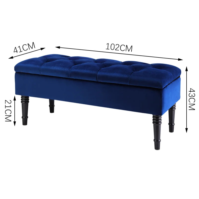 Buttoned Velvet Ottoman Storage Footstool