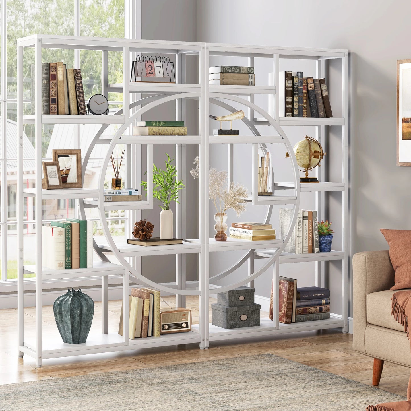 Tribesigns Bookshelf Industrial 5 Tier Etagere Bookcase, Freestanding Tall Bookshelves Display Shelf Storage Organizer