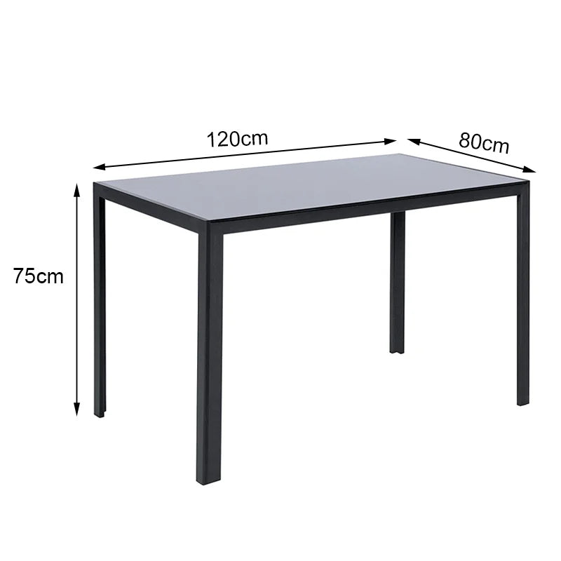 1.2M Black Glass Dining Table Coffee Tables Office Center Kitchen Furniture