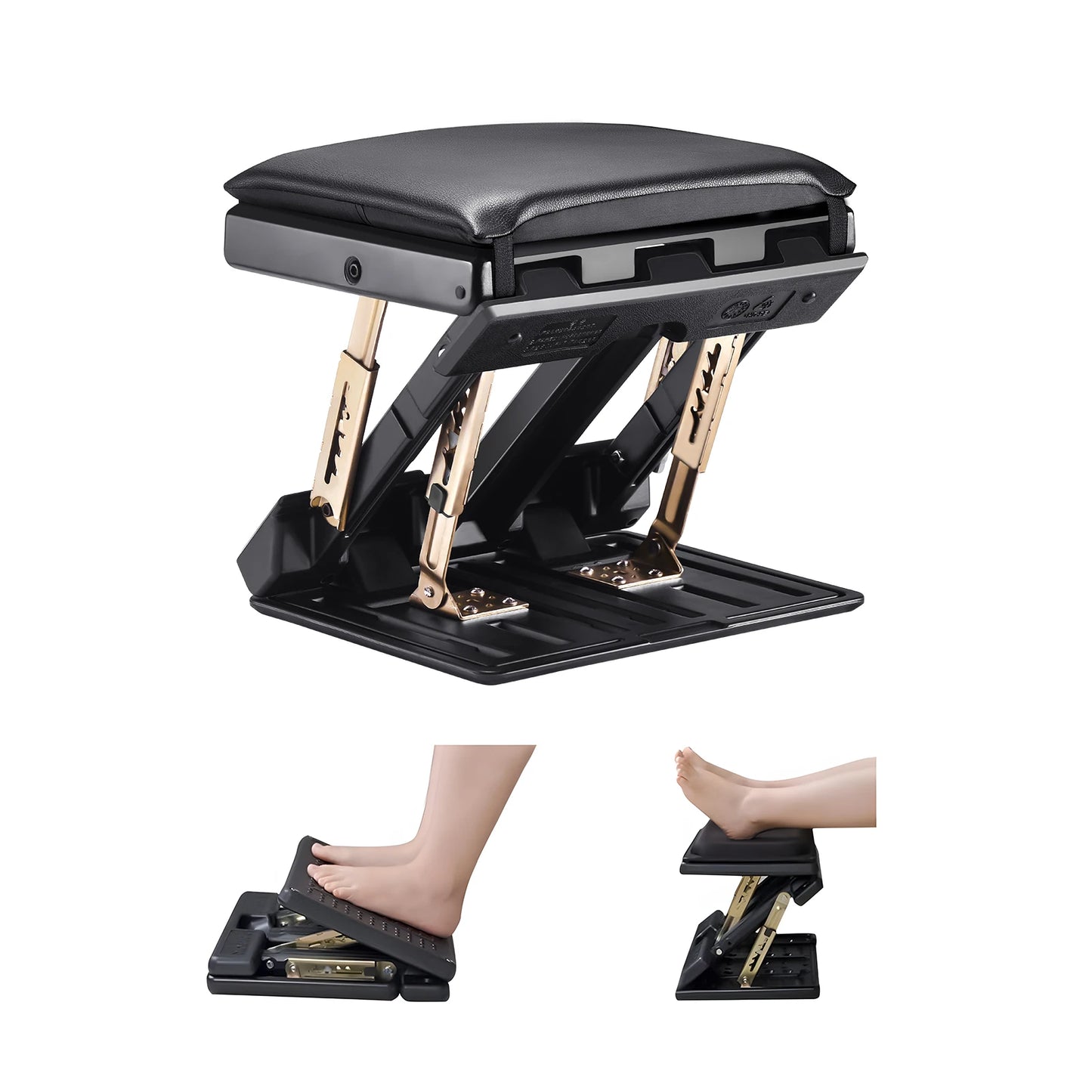 Foot Rest Under Desk, SenDeluz Ergonomic Foot Rest 4 Level Height Adjustable Folding Footstool Non-Slip Foot Leg Rest