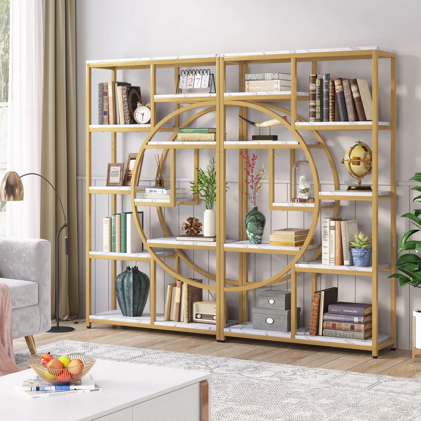 Tribesigns Bookshelf Industrial 5 Tier Etagere Bookcase, Freestanding Tall Bookshelves Display Shelf Storage Organizer