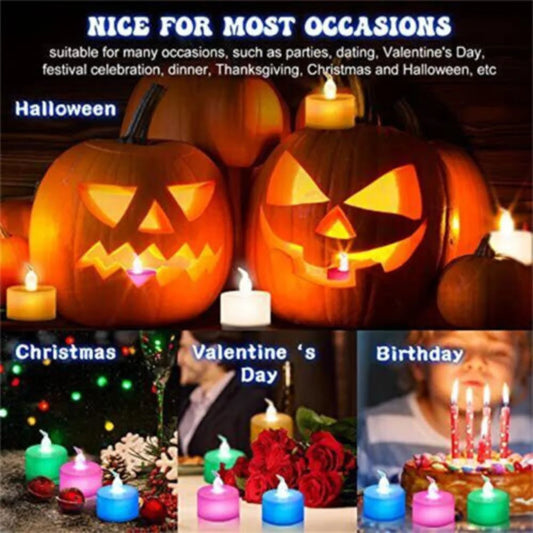 12 X LED Colour Changing Flickering Mood Tea Lights Flameless Battery Operated