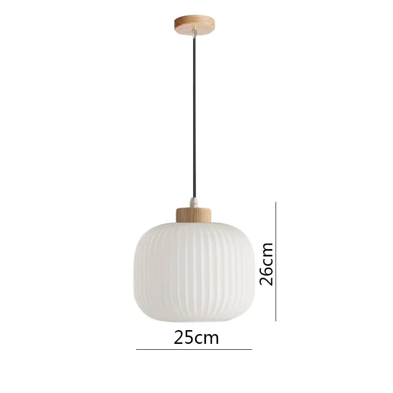 Japanese Wabi Sabi Style White Glass Lamp for Home Decoration Kitchen Bedroom Dining Room Pendant Light