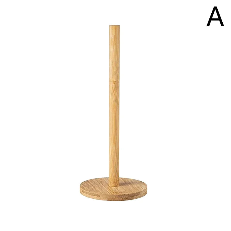 Kitchen Wooden Roll Paper Towel Holder Bathroom Tissue Vertical Stand Disposable Paper Pot Kitchen Toilet Storage Accessories