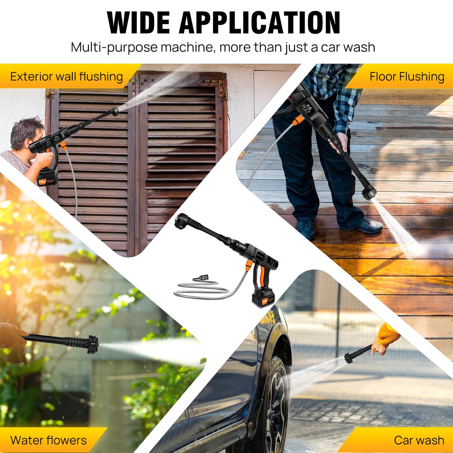 DayPlus Cordless Pressure Washer Portable Power Cars Washer Cleaner 3.0Ah Battery Powered High Pressure for Garden Floor,150BAR