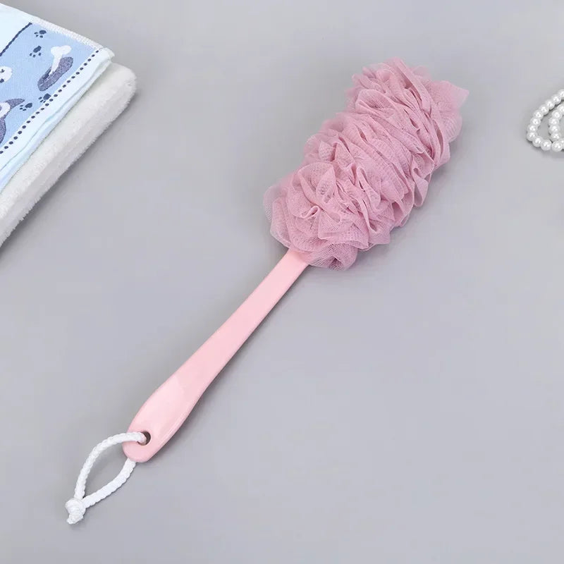 New Body Bath Shower Scrubber Brushes Long Handle Hanging Soft Mesh Back Sponges Bathroom Shower Brush Body Cleaning Accessories