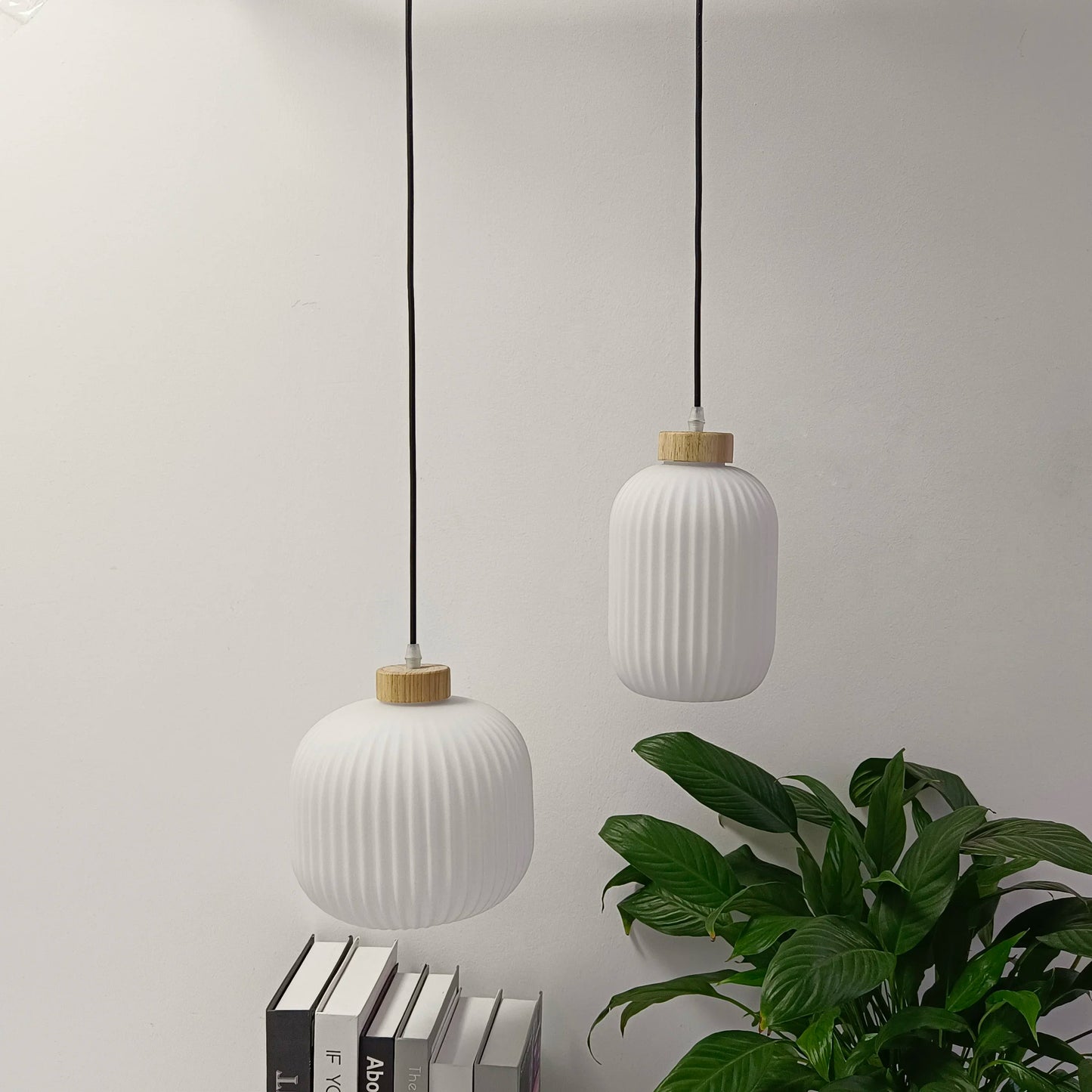 Japanese Wabi Sabi Style White Glass Lamp for Home Decoration Kitchen Bedroom Dining Room Pendant Light