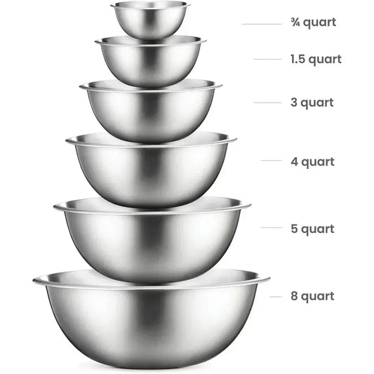 Stainless Steel Mixing Bowls Set for Kitchen Dishwasher Safe Nesting Bowls for Cooking Baking Meal Prepping