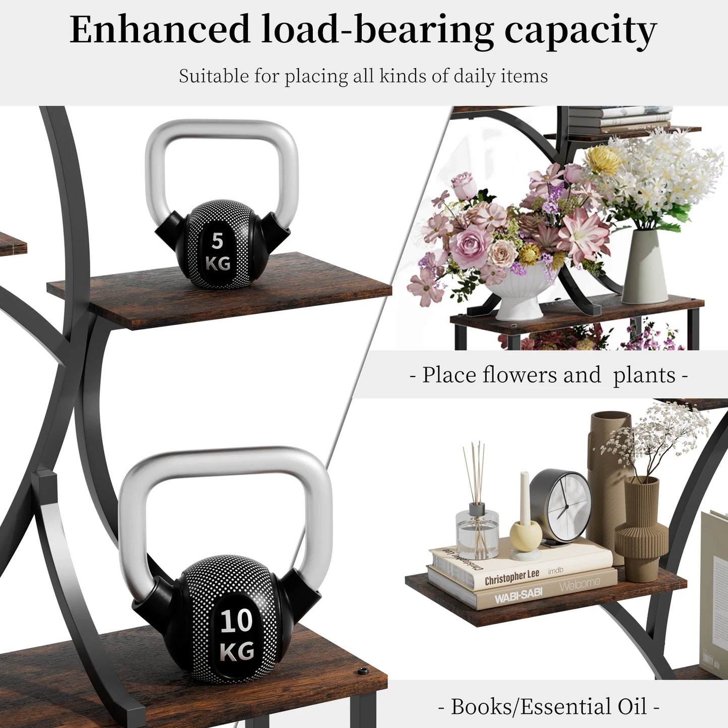 Tree-Shaped Industrial Plant Stand Display Rack Corner Flower Holder Multiple Shelves Organizer Rack