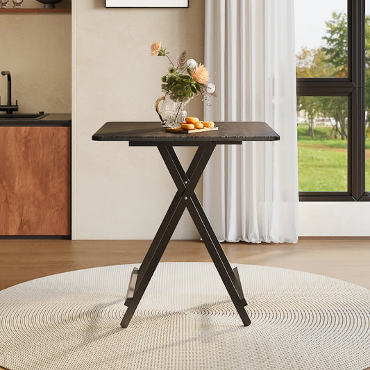 Black 70x70cm Folding Wooden Dining Table