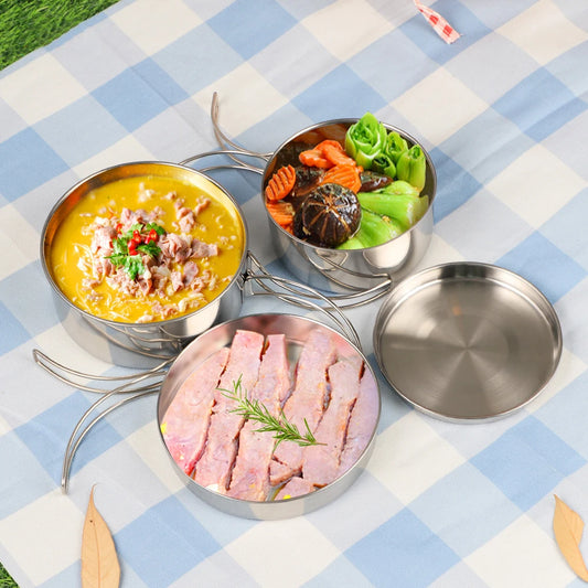 Outdoor Stainless-Steel Camping Cookware Set Camping Bowl Outdoor Bowl Pot Set Hiking Backpacking Cooking Picnic Cooking Tool